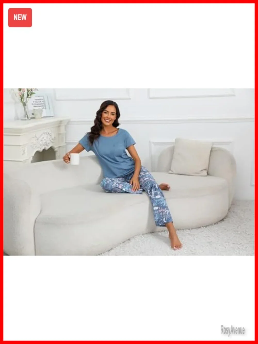 60% Cotton 40% Polyester Short Sleeve Pajama Set with Pockets